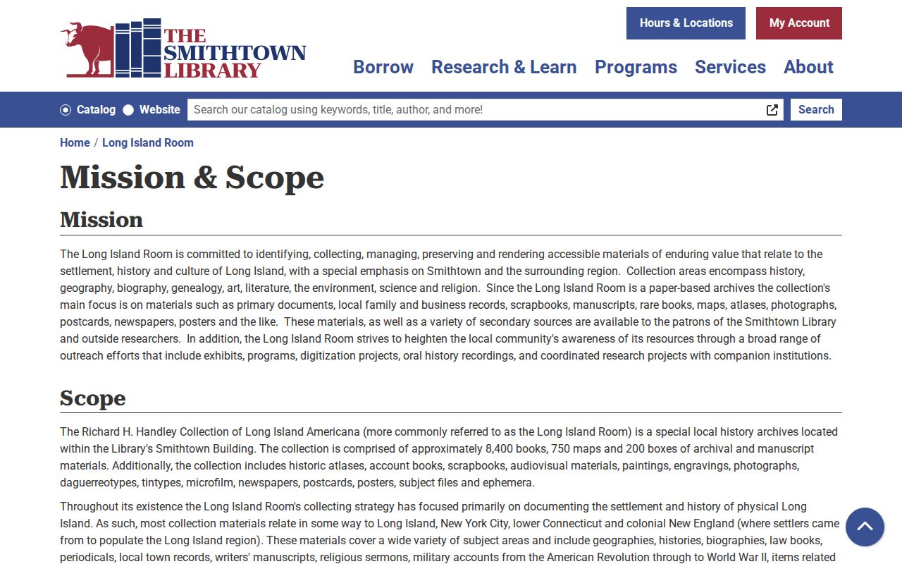 Smithtown city directory Long Island Room collection scope