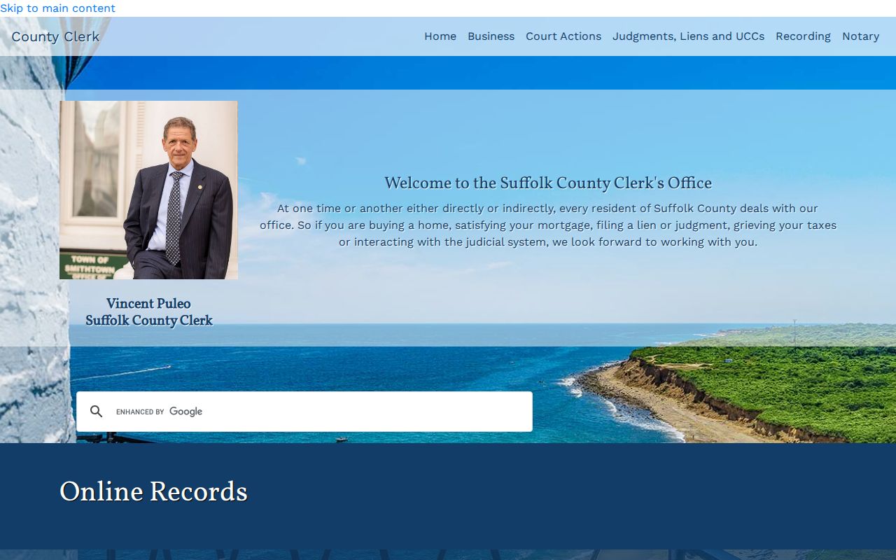 Smithtown residents directory view of Suffolk County Clerk enhanced records access