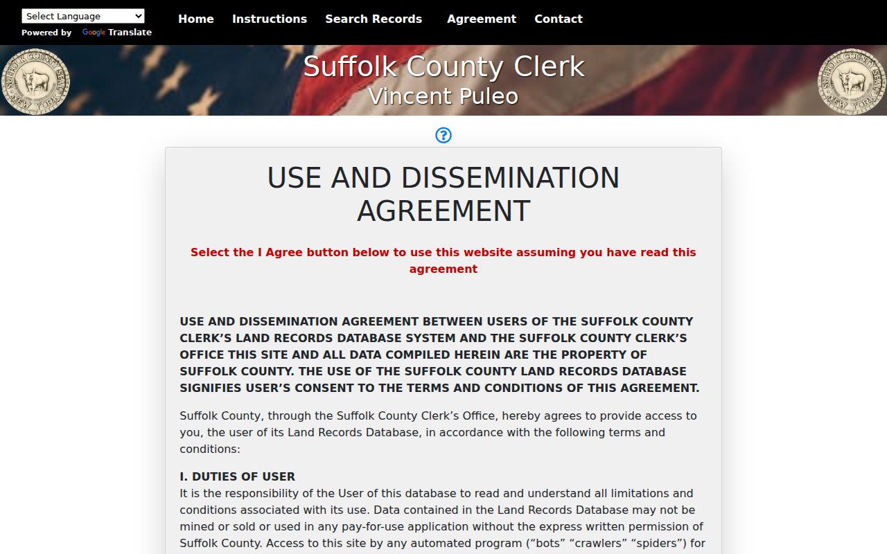 Smithtown residents directory view of the Suffolk County Clerk records search
