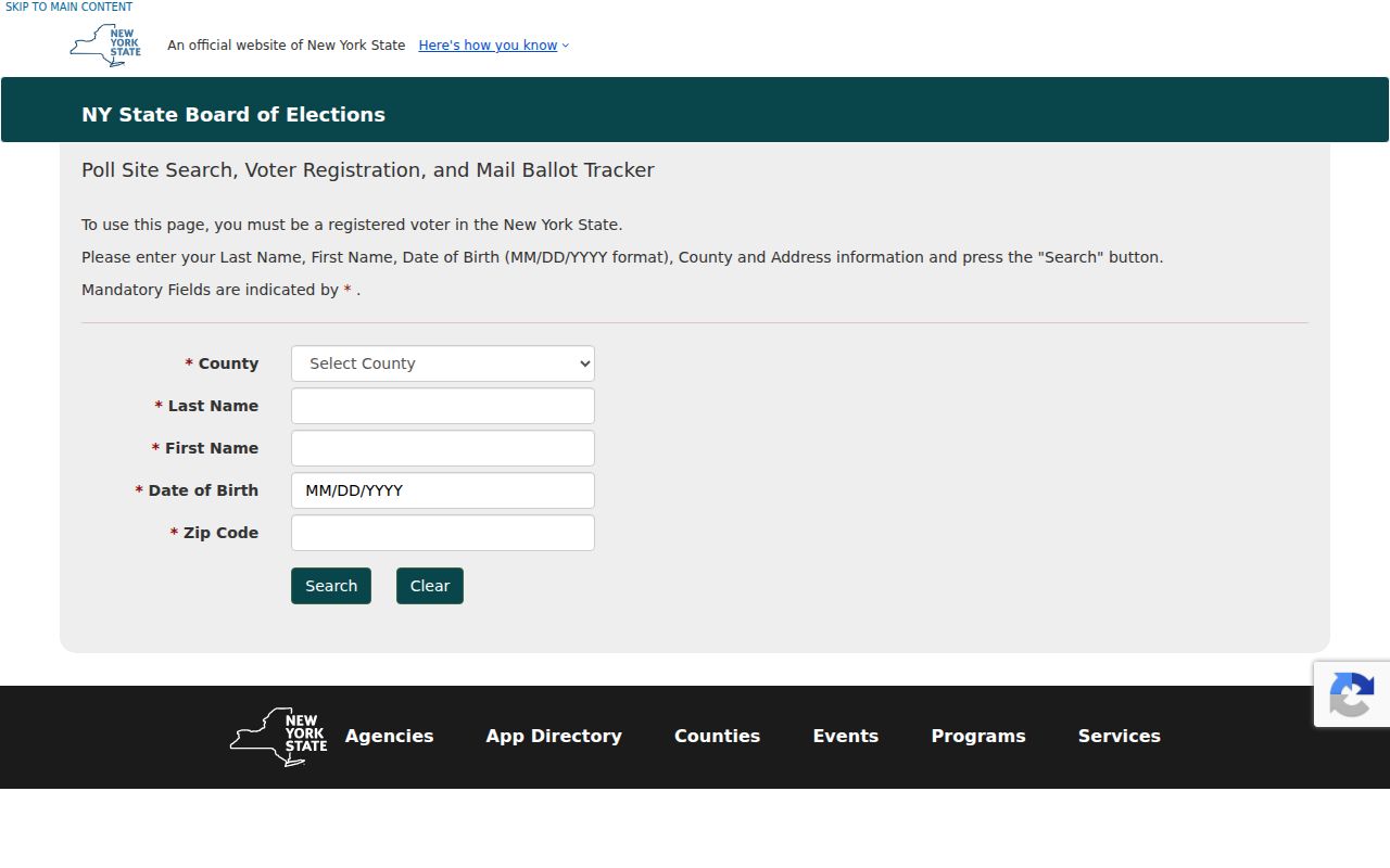 Smithtown residents directory screenshot of New York voter and poll-site lookup
