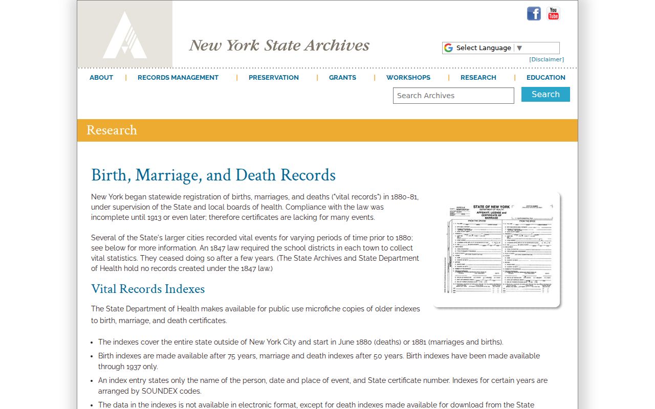 Smithtown previous residents research using the New York State Archives guide